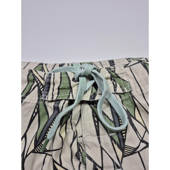 Gramicci Swim Shorts Mens 40 Beige Tropical Geometric Print Drawstring - Picture 3 of 14